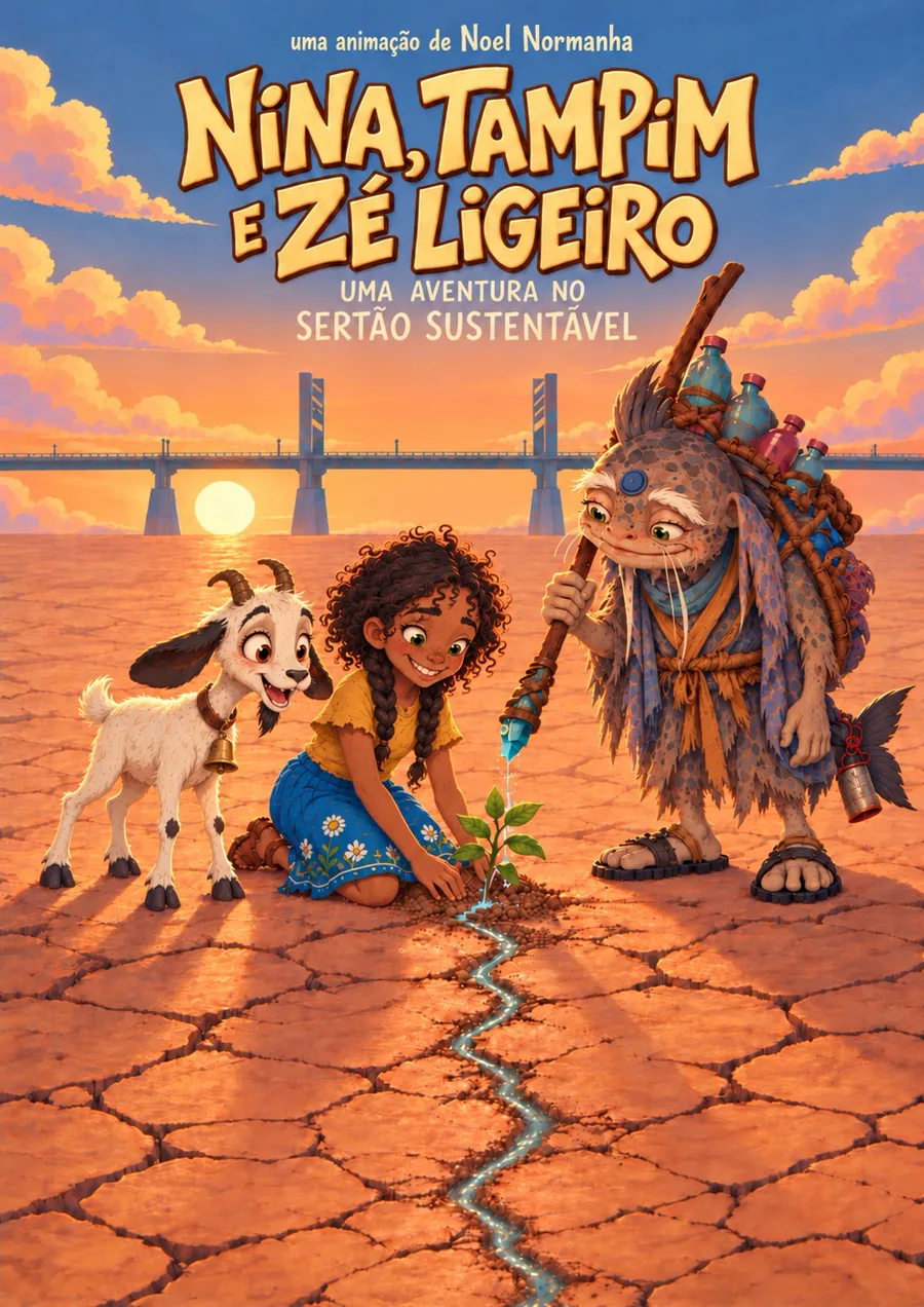 Cartaz do média-metragem Nina, Tampim e Zé Ligeiro: Uma Aventura no Sertão Sustentável