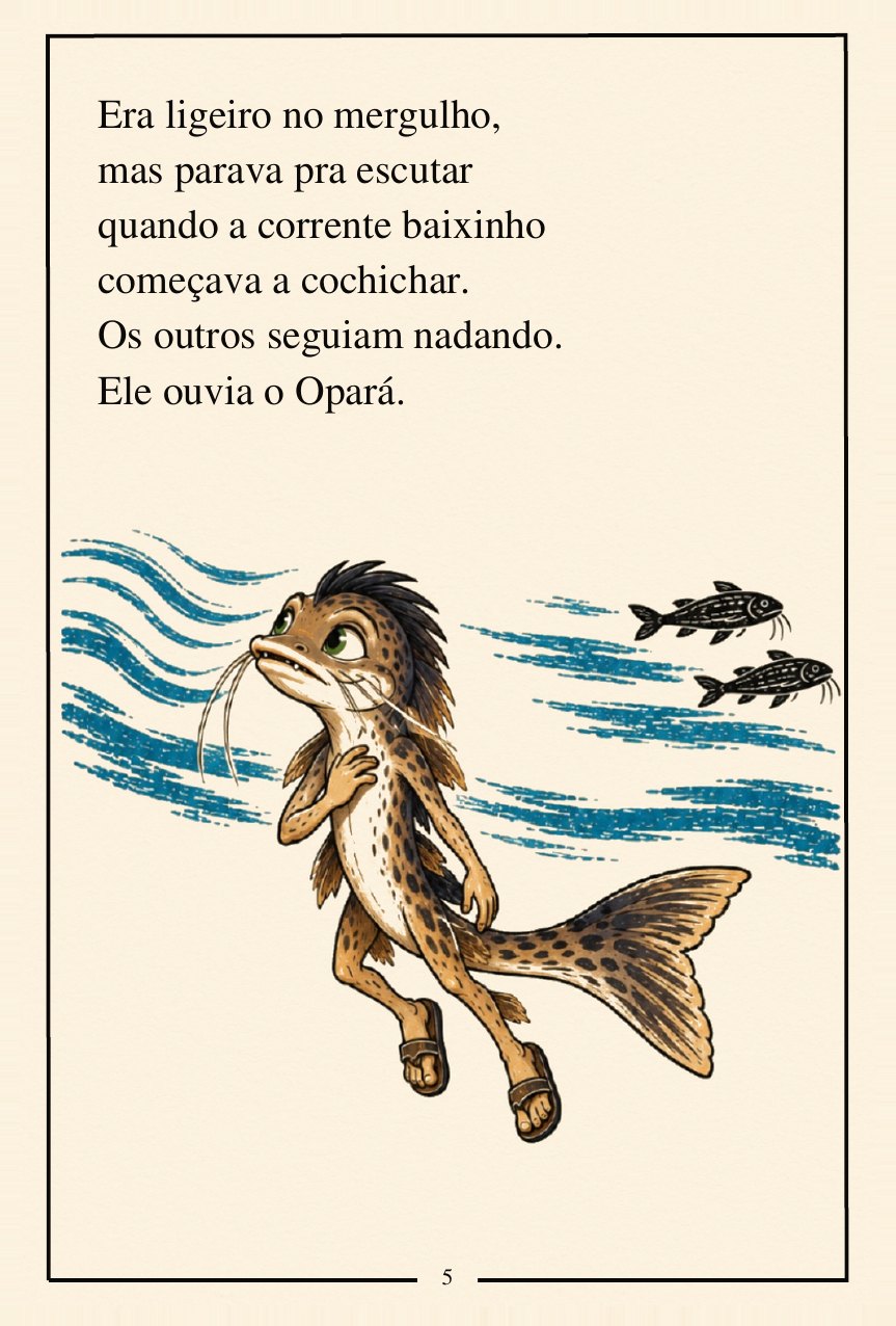 Página do livro: Tampim nadando no rio